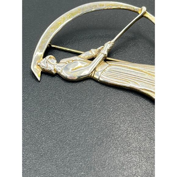 MFA Art Nouveau Reproduction Vintage Lady Golfer Swinging Sterling Silver Brooch - Picture 6 of 9